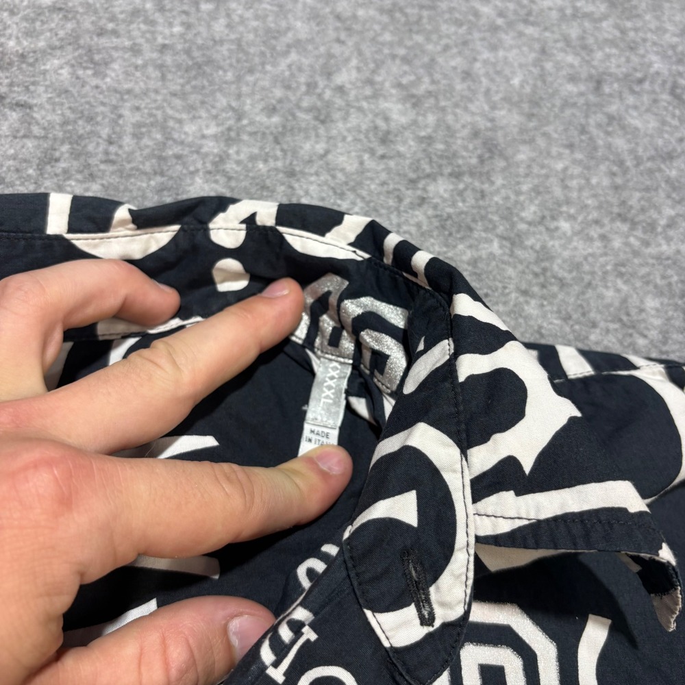 Iceberg Ice Jeans Men XXXL Black White Logo Print Short Sleeve Button Down Shirt - Picture 6 of 8